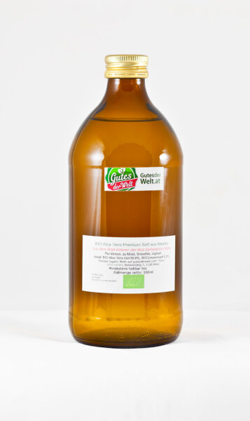 Aloe Vera Gel 1A Premium quality Juice 0,5 l brown glass bottle